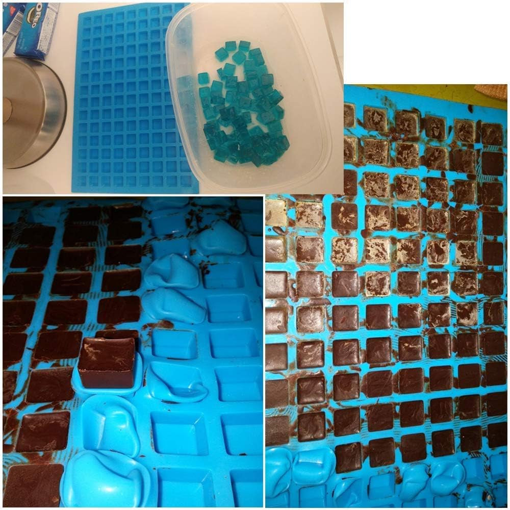 Silicone Molds for Candy Chocolate Gummy Baking, (3 PCS) 126 Cavity Mini Square Mold for Ice Cube Pralines Caramels