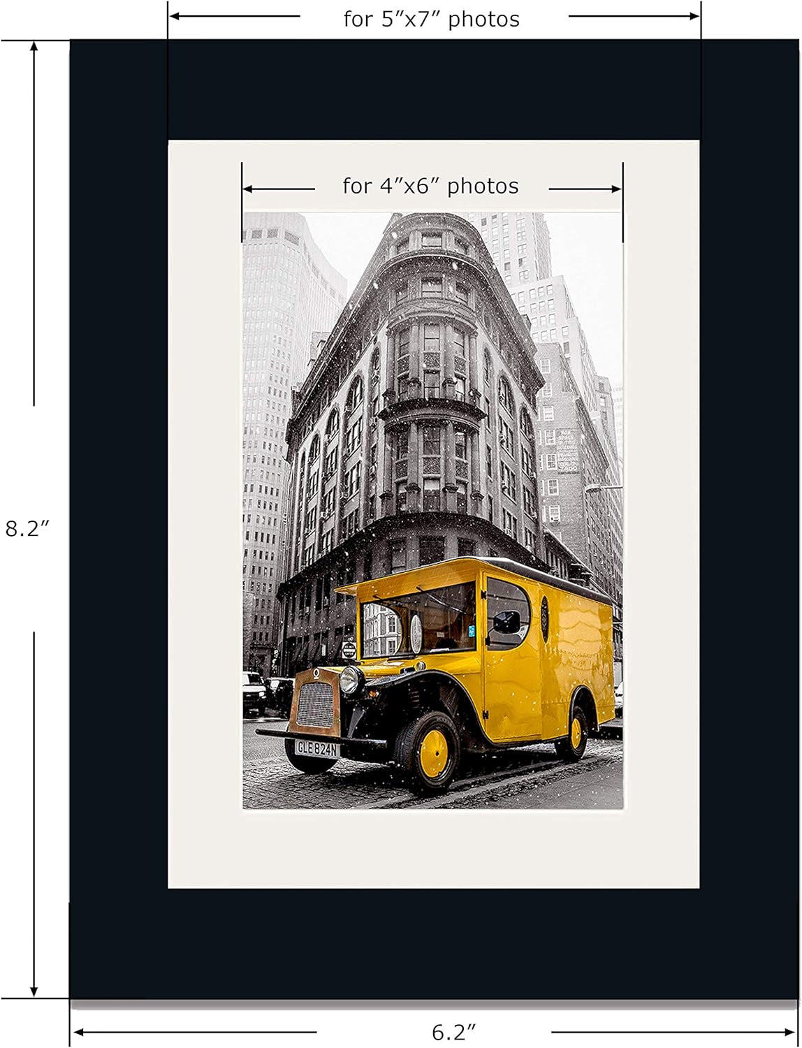 Solid Wood Picture Frame with 2MM Reinforced Glass, Frame for Photo, Hangers for Horizontal or Vertical Display (Black, 5X7 with 4X6 Opening)