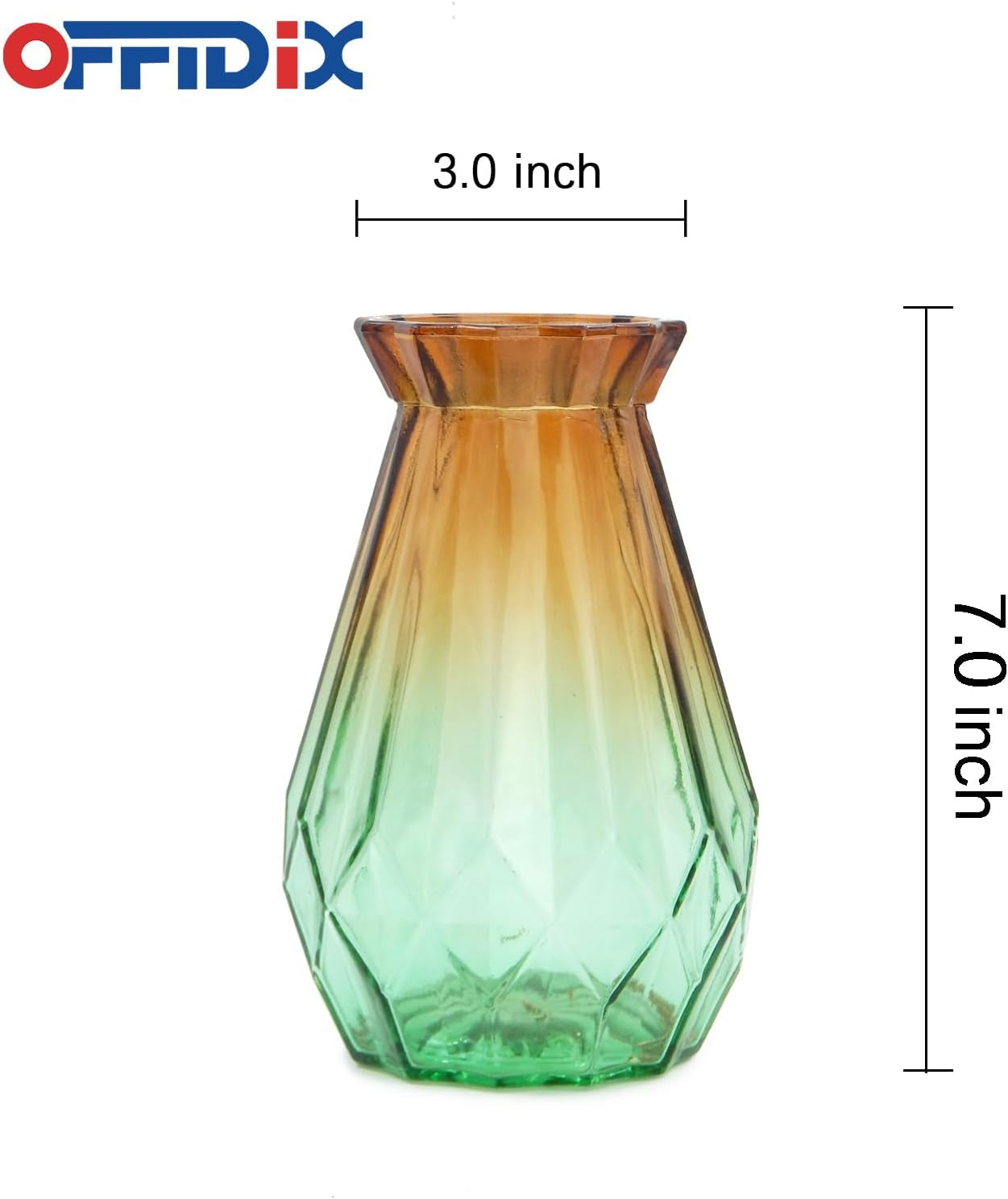 Glass Vase Gradient Multicolor with Geometric Faceted Design Floral Vase for Home, Business, Events or Weddings