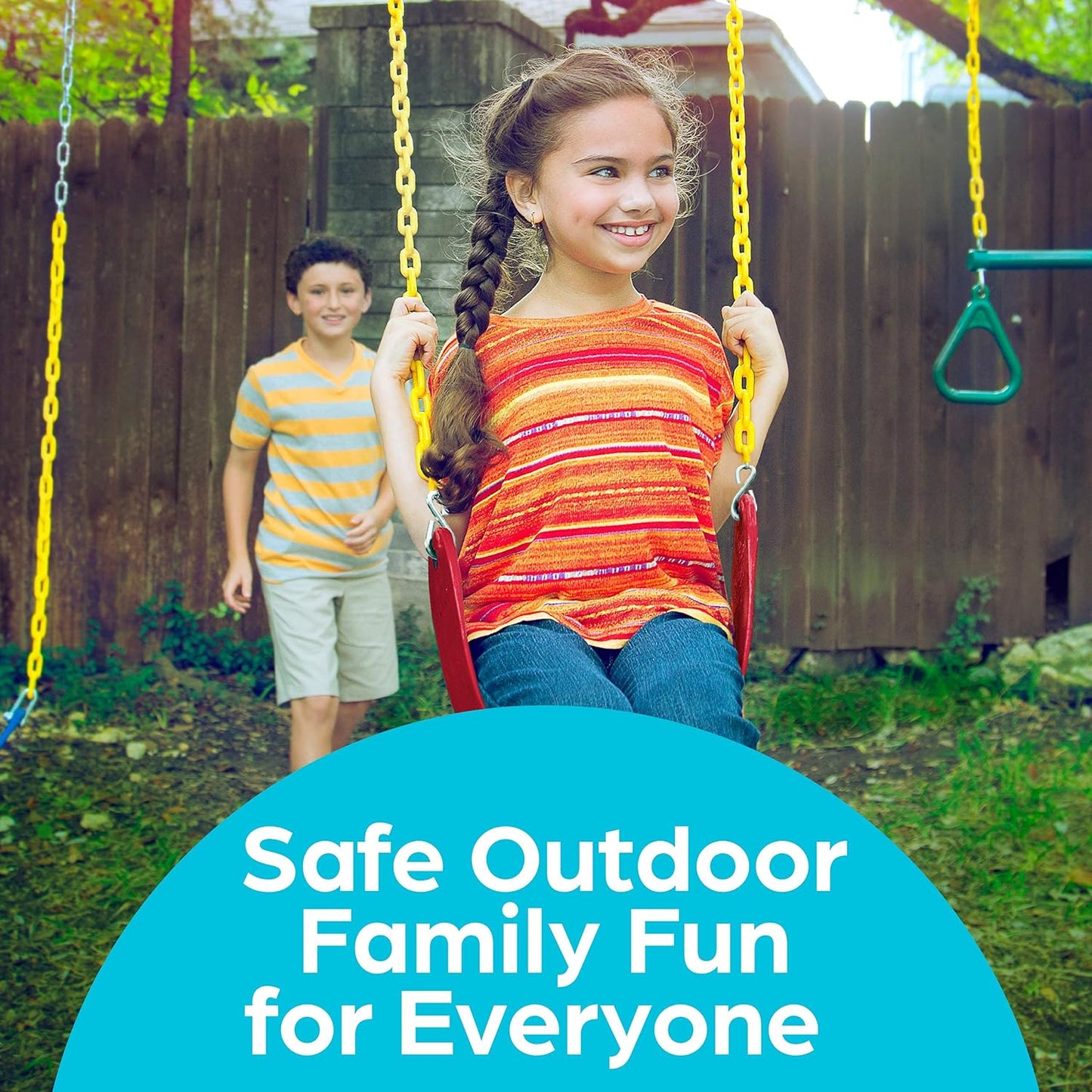 Outdoor Swing Seat Replacement - Pack of 1 Replacement Swings for Swingsets for outside with Plastic Coated Chains and 2 Hooks, Playground Accessories, Red