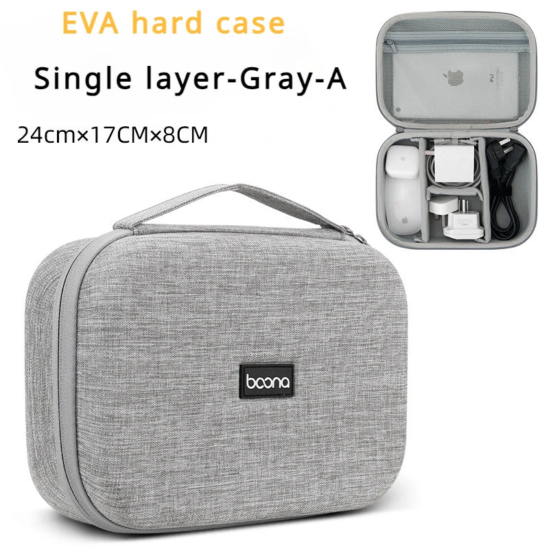 Hard Case Large Capacity Digital Storage Bag Travel Power Bank Data Cable Organizer Bag Mobile Phone Charger Protective Case