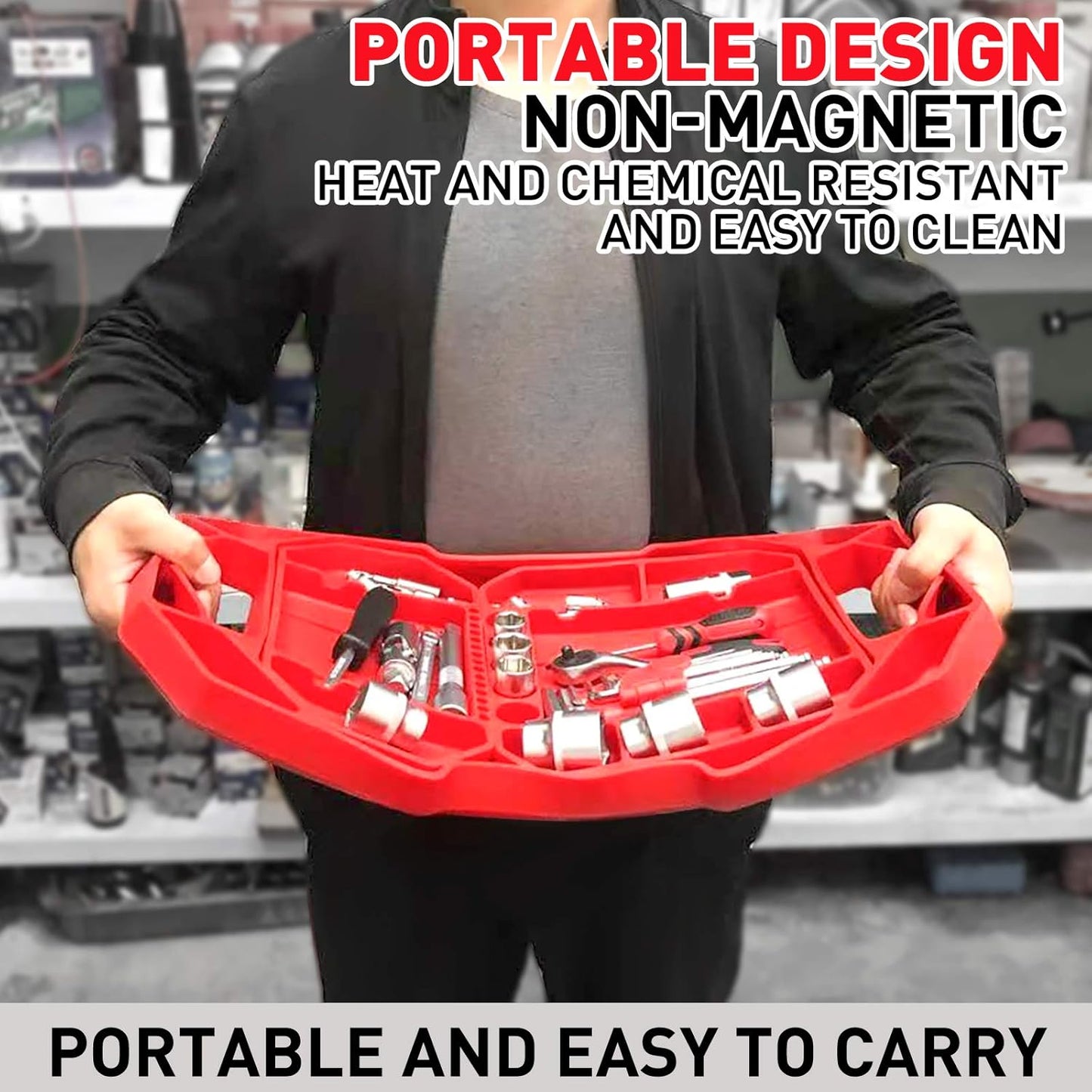 3Pcs Large Non-Slip Flexible Silicone Tool Tray, Mechanic Tool Mat, Tool Organizer, Tool Storage, Tool Holder, Grip Mats, No Magnets, Christmas Day Gift for Men, Father’S Day Gift