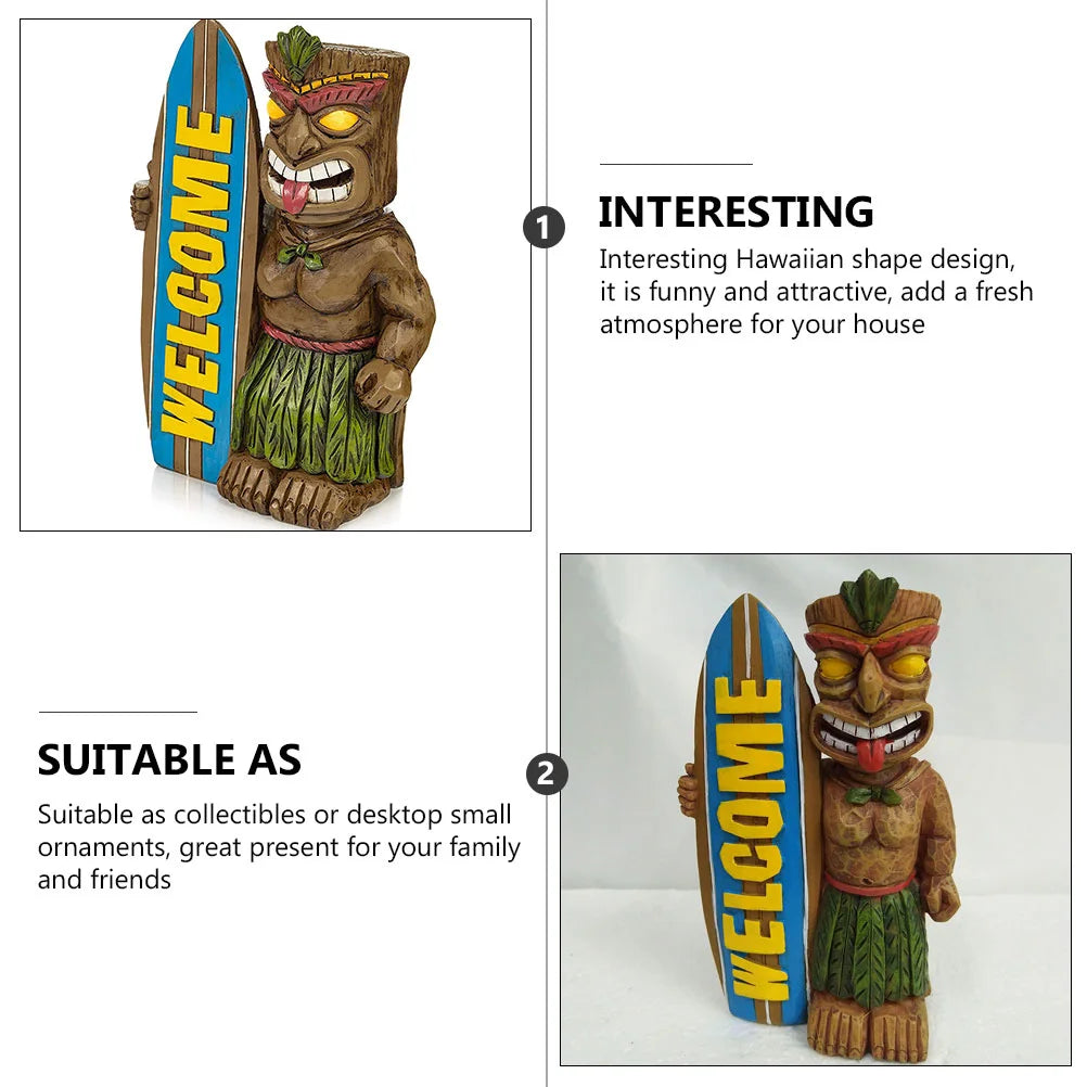 Hawaiian Shape Collectibles Lightweight Resin Art Craft Tiki Surfboard Figurines Miniatures Desktop Home Decor Statue