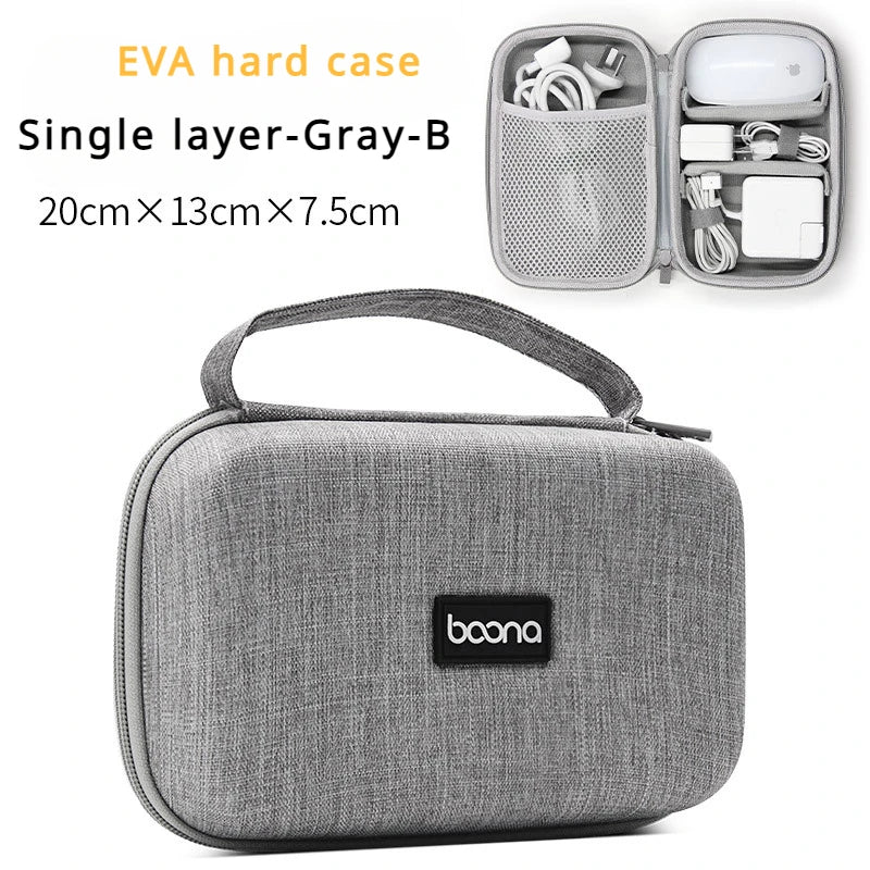 Hard Case Large Capacity Digital Storage Bag Travel Power Bank Data Cable Organizer Bag Mobile Phone Charger Protective Case