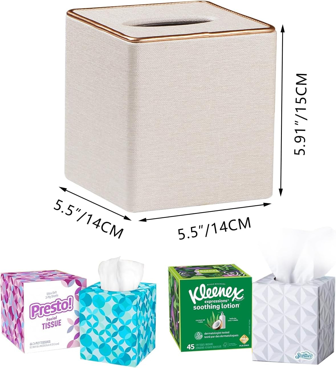 Leather Tissue Box Cover Square,Decorative Cube Tissue Box Holder with Magnetic Bottom,Facial Paper Organizer Table Napkin Case Dispenser for Bathroom,Nightstand,Coffee Car,Home,Office