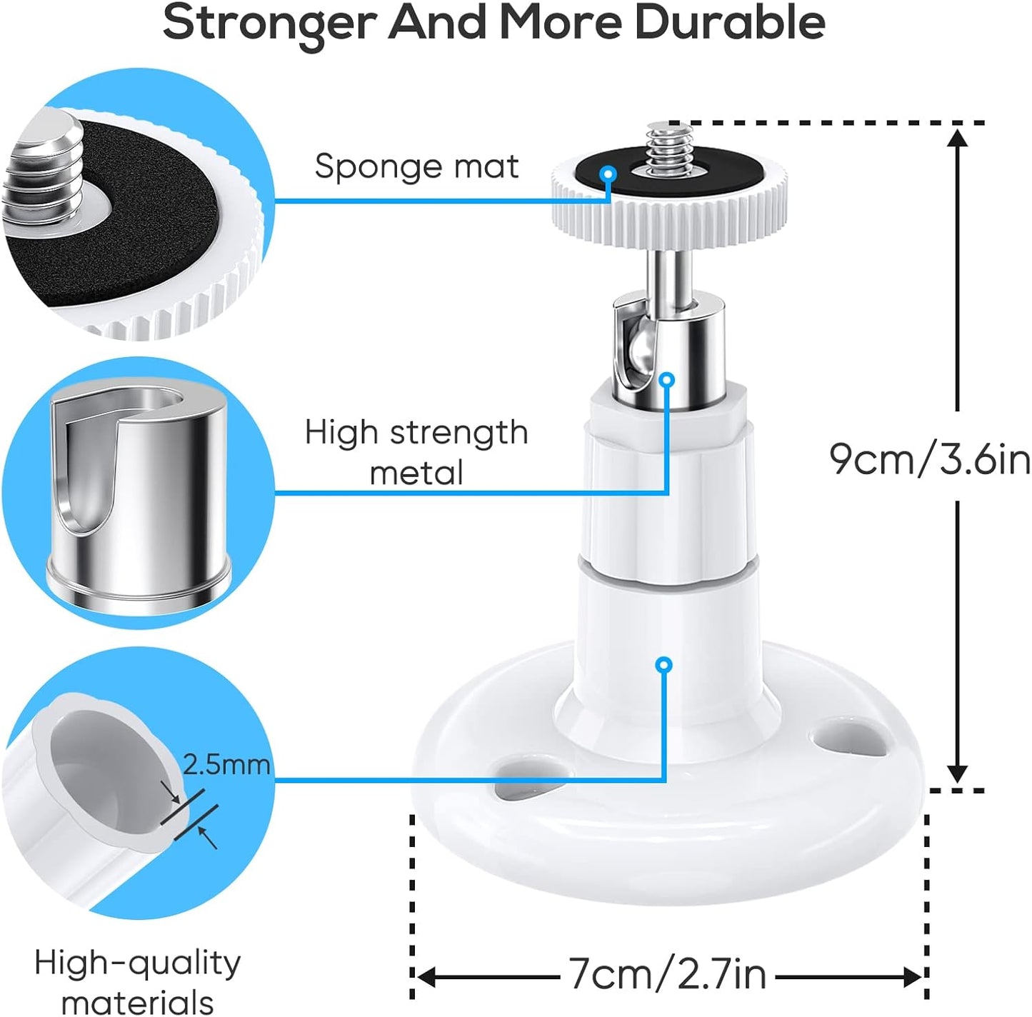 Wall Mount Compatible with Wyze Cam Pan V3 & Wyze Cam V4/V3 & Wyze Cam Outdoor/Indoor, 360 Degree Swivel Adjustable Bracket for Wyze Cam and Other Camera with Same Interface 2 Pack