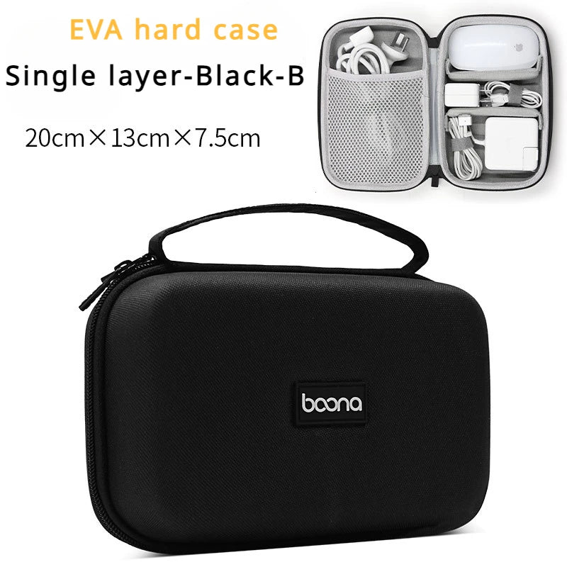 Hard Case Large Capacity Digital Storage Bag Travel Power Bank Data Cable Organizer Bag Mobile Phone Charger Protective Case