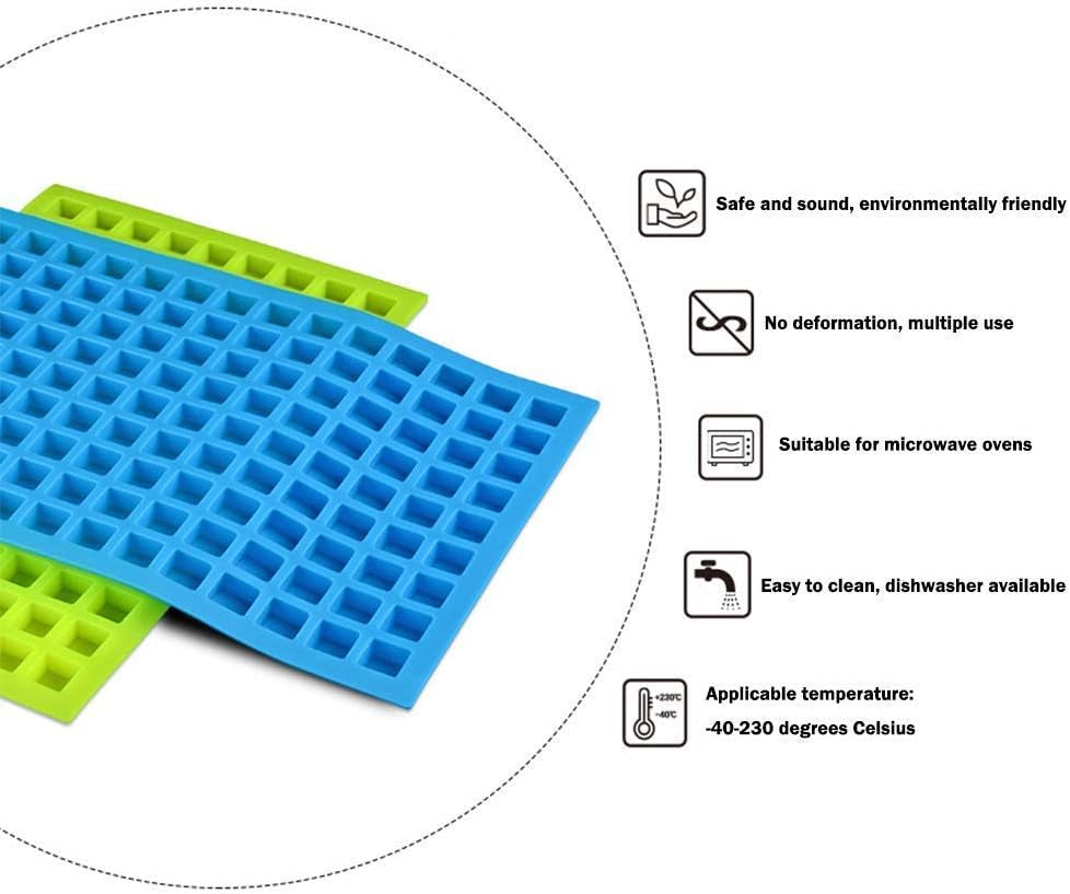 Silicone Molds for Candy Chocolate Gummy Baking, (3 PCS) 126 Cavity Mini Square Mold for Ice Cube Pralines Caramels