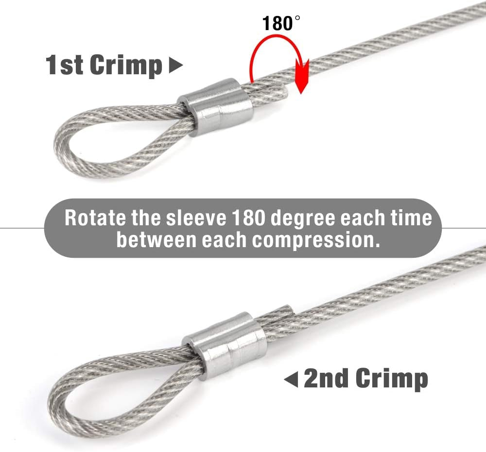 Icrimp Wire Rope Crimping Tool for Aluminum Loop Sleeve, Two Barrel Ferrule, Oval Sleeves, 3/64 in to 1/8 In, Swaging Tool Kit with Wire Rope Cutter