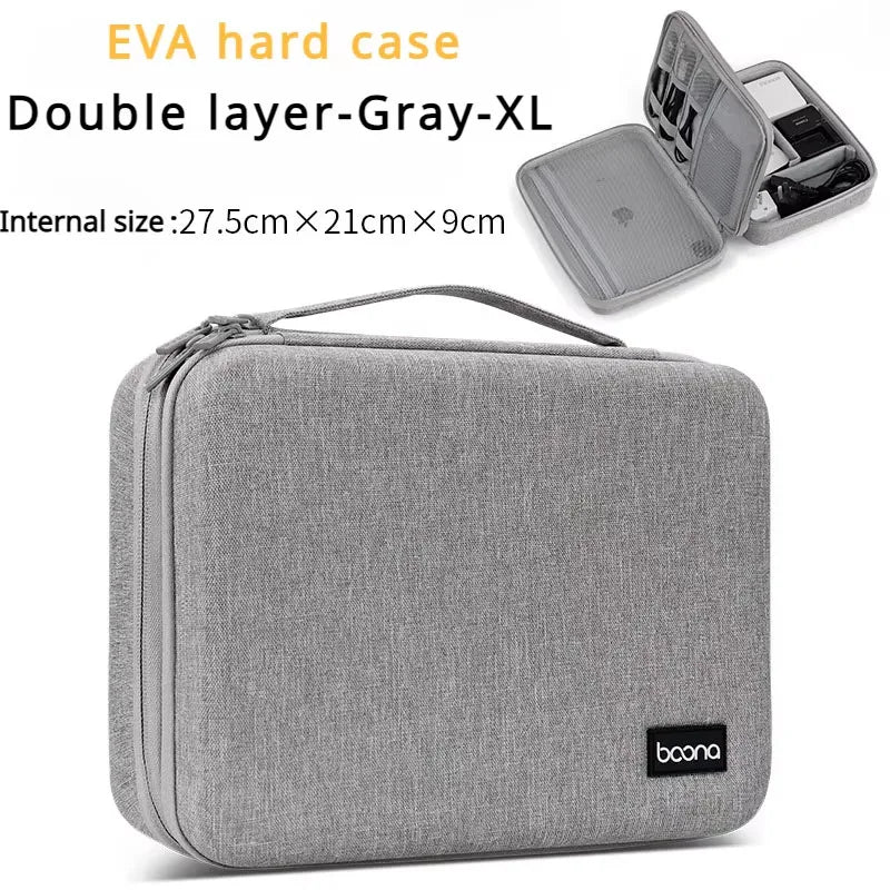 Hard Case Large Capacity Digital Storage Bag Travel Power Bank Data Cable Organizer Bag Mobile Phone Charger Protective Case