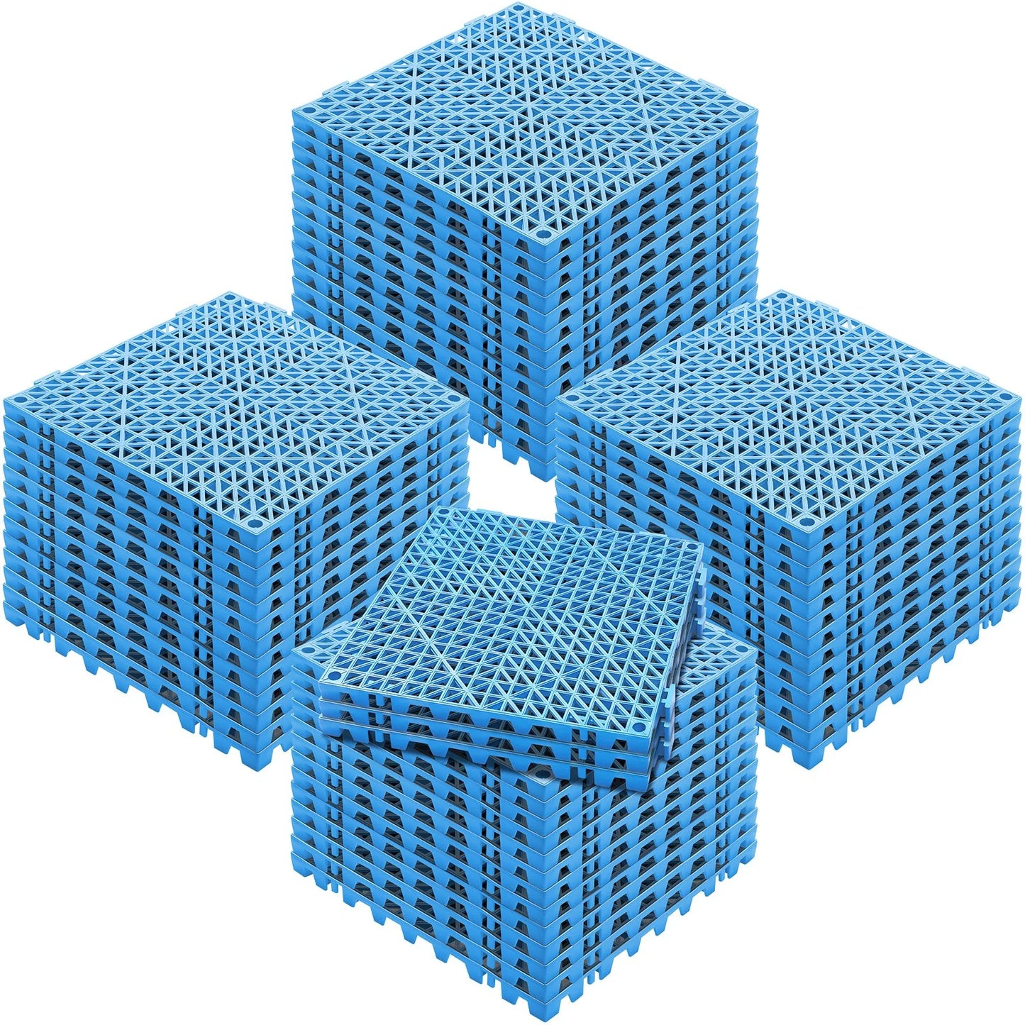 VEVOR Interlocking Tile 55PCS Blue, Drainage Tiles 12 X 12 Splicing, Soft PVC Interlocking Drainage Floor Tiles, Non-Slip Drainage Holes for Restroom, Bathroom, Kitchen, Pool, Wet Areas, Blue