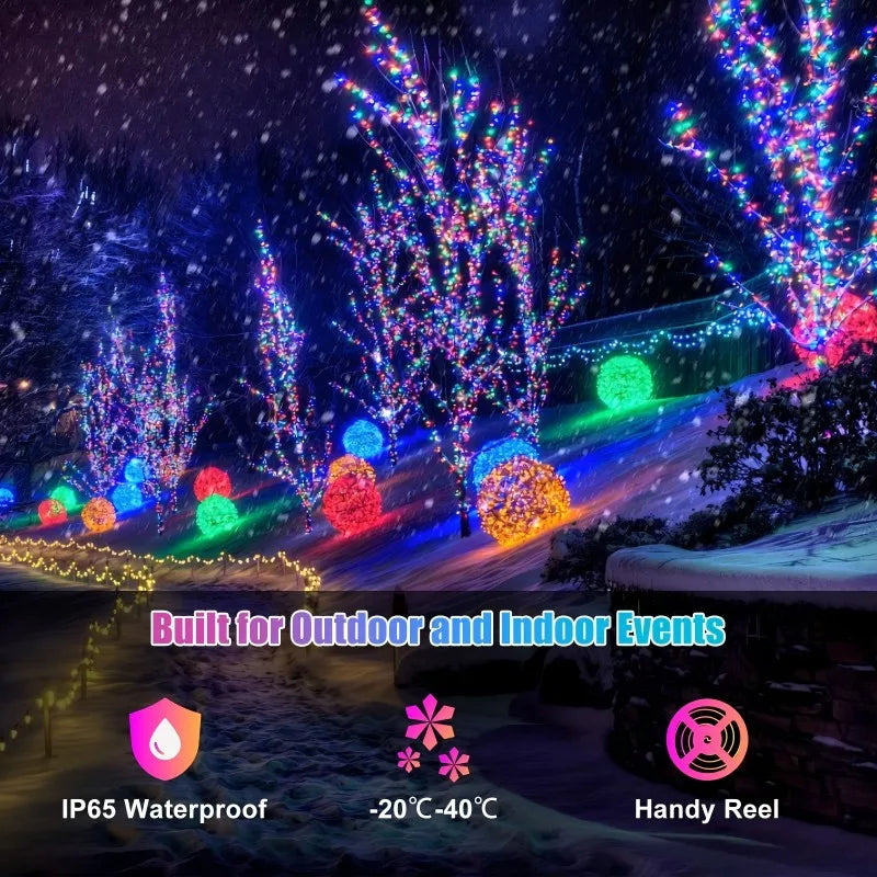 RGB LED Light String 20M 10M 5M DIY Intelligent IC APP Bluetooth Remote Control Fairy Tale Lamp Dream Color Garden Party Christm