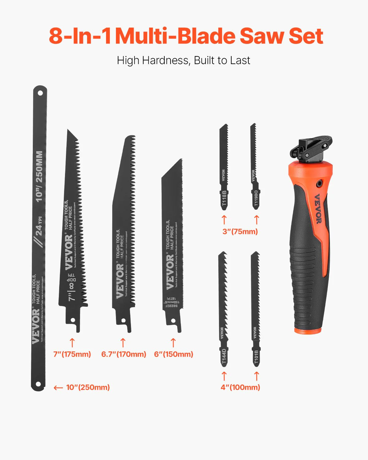 Jab Saw 6 in Keyhole Saw with Soft Grip Handle 8-In-1 Multi-Blades for Drywall