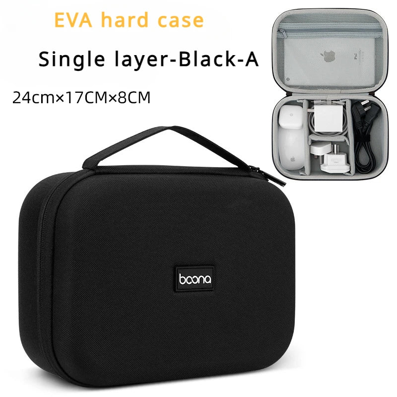 Hard Case Large Capacity Digital Storage Bag Travel Power Bank Data Cable Organizer Bag Mobile Phone Charger Protective Case