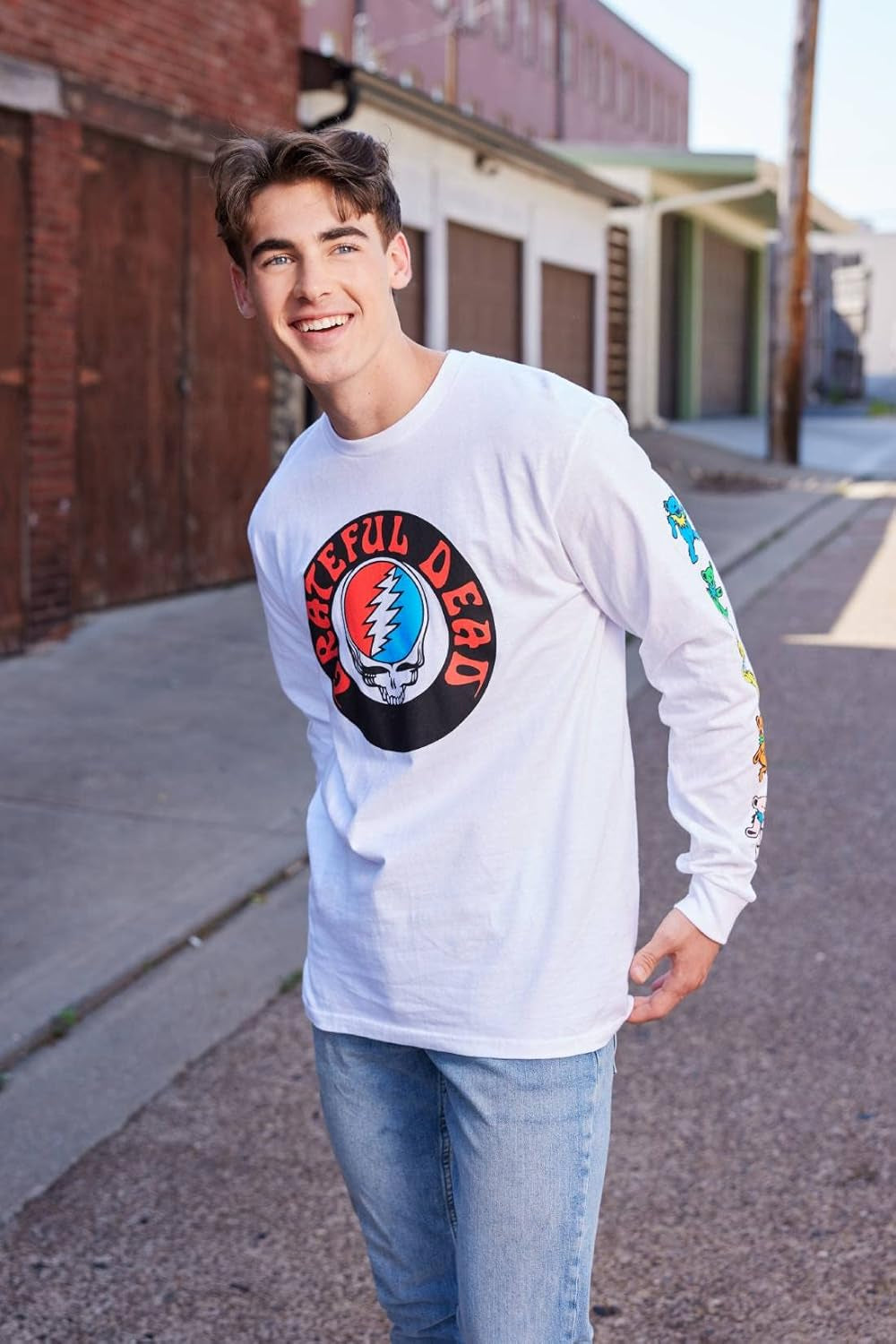 Grateful Dead Men'S Long Sleeve T-Shirt Steal Your Face Stealie Dancing Bears Officially Licensed