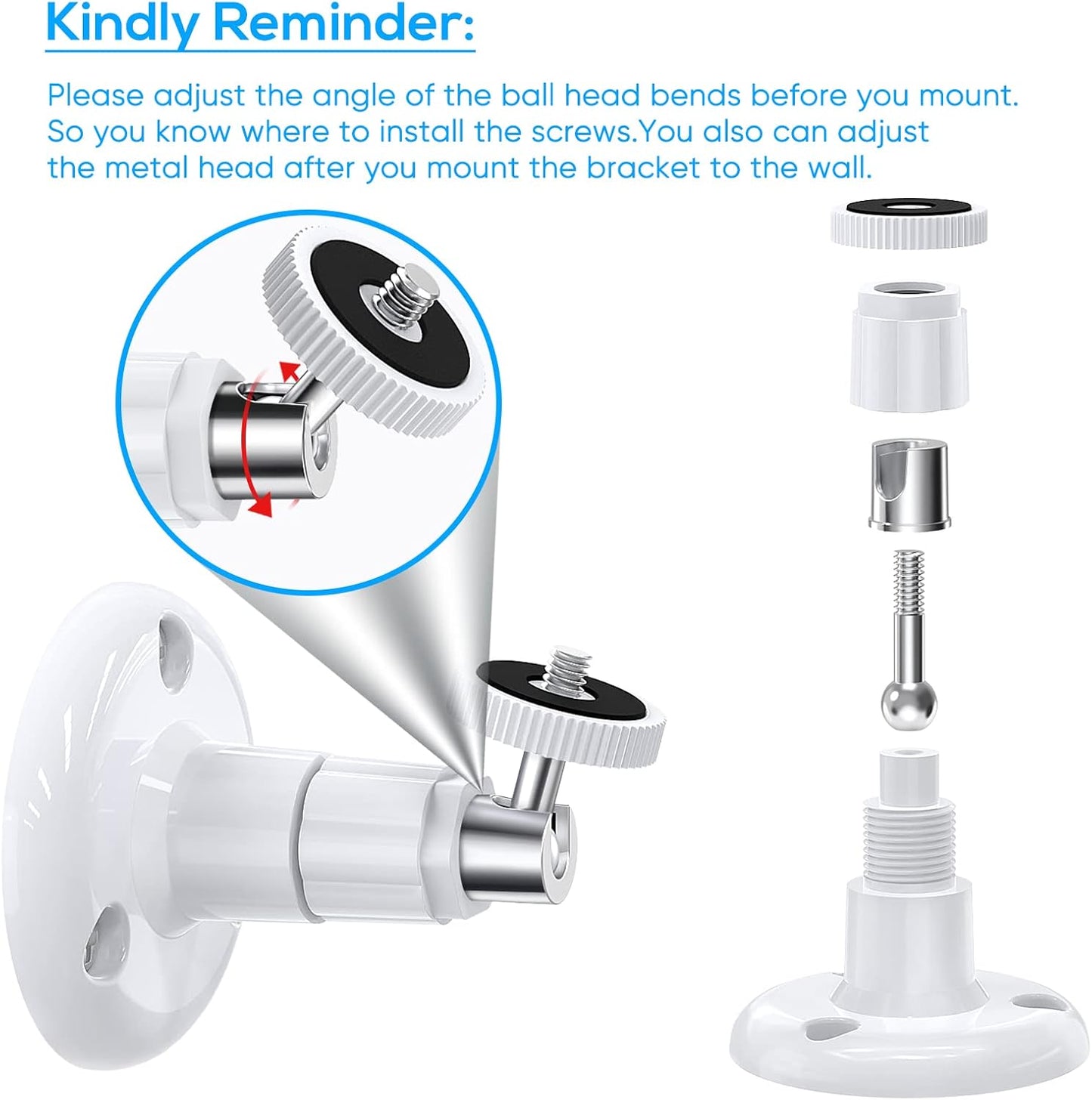 Wall Mount Compatible with Wyze Cam Pan V3 & Wyze Cam V4/V3 & Wyze Cam Outdoor/Indoor, 360 Degree Swivel Adjustable Bracket for Wyze Cam and Other Camera with Same Interface 2 Pack