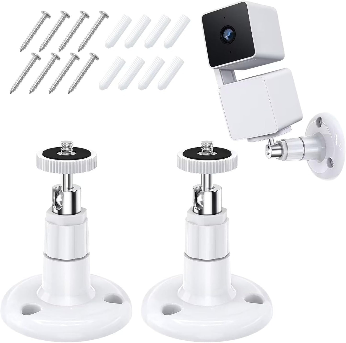 Wall Mount Compatible with Wyze Cam Pan V3 & Wyze Cam V4/V3 & Wyze Cam Outdoor/Indoor, 360 Degree Swivel Adjustable Bracket for Wyze Cam and Other Camera with Same Interface 2 Pack