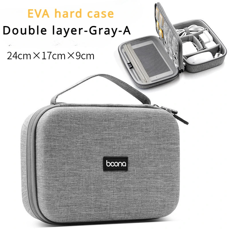 Hard Case Large Capacity Digital Storage Bag Travel Power Bank Data Cable Organizer Bag Mobile Phone Charger Protective Case