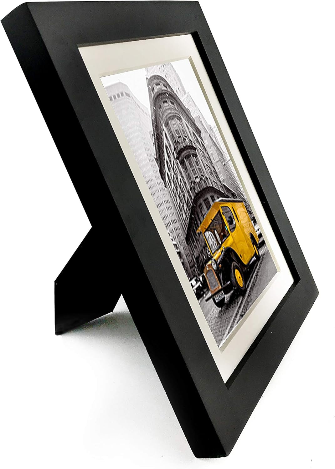 Solid Wood Picture Frame with 2MM Reinforced Glass, Frame for Photo, Hangers for Horizontal or Vertical Display (Black, 5X7 with 4X6 Opening)