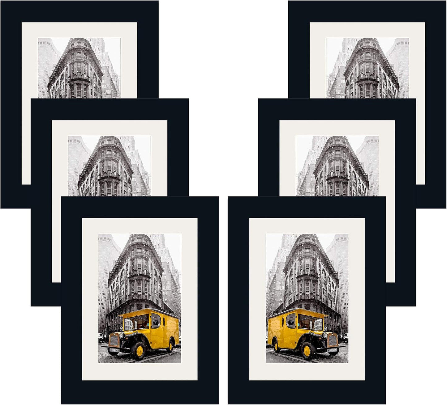 Solid Wood Picture Frame with 2MM Reinforced Glass, Frame for Photo, Hangers for Horizontal or Vertical Display (Black, 5X7 with 4X6 Opening)