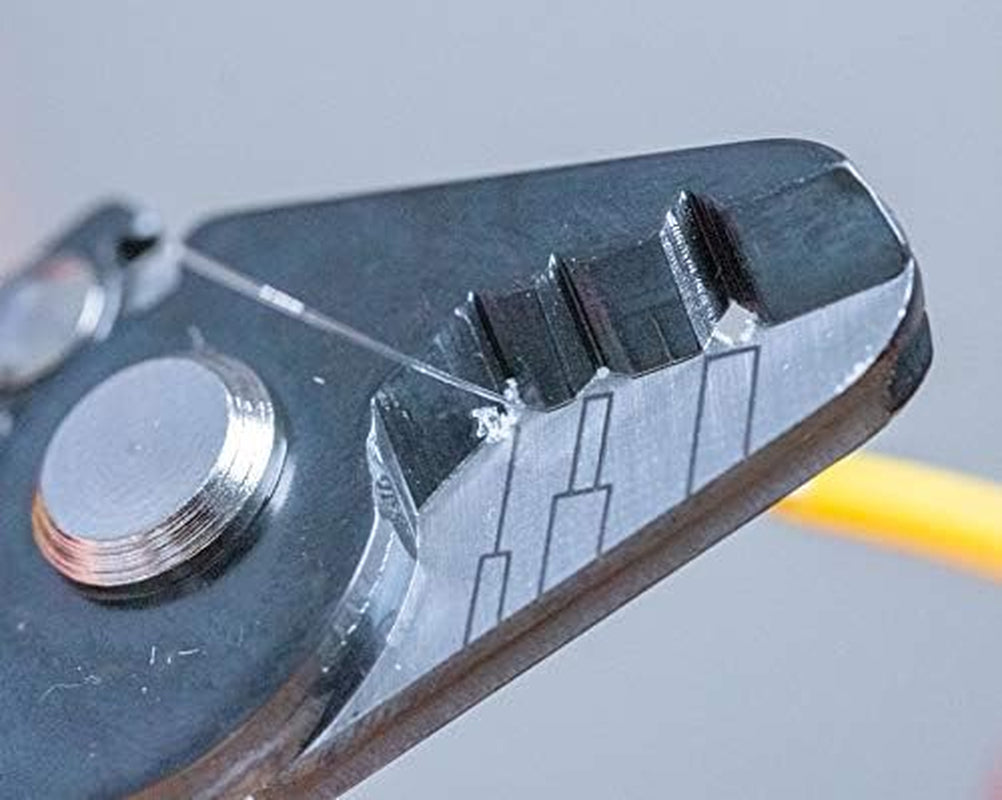 JIC-375 Three Hole Fiber Optic Stripper – Strips 1.6-3.0Mm Jacket, 600-900Μm Buffer, 250Μm Coating, Precision Tool with Angled Jaw and Safety Lock