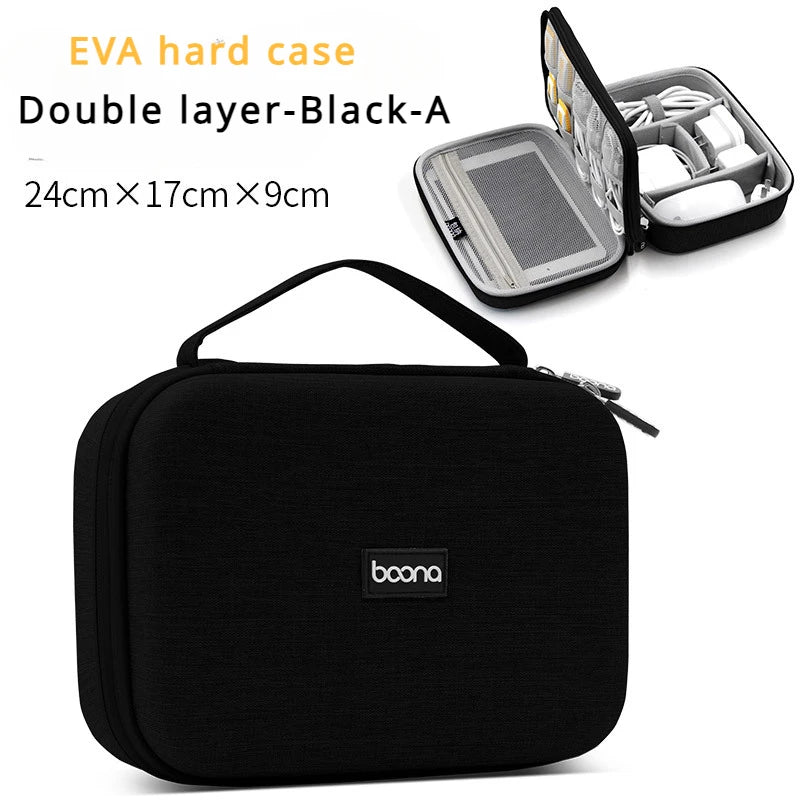Hard Case Large Capacity Digital Storage Bag Travel Power Bank Data Cable Organizer Bag Mobile Phone Charger Protective Case