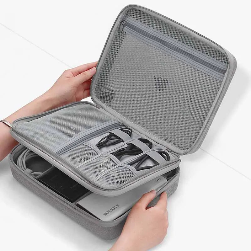 Hard Case Large Capacity Digital Storage Bag Travel Power Bank Data Cable Organizer Bag Mobile Phone Charger Protective Case