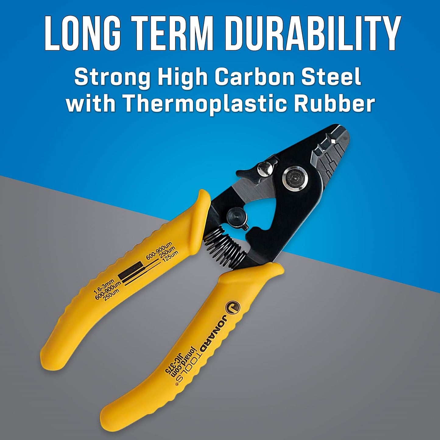 JIC-375 Three Hole Fiber Optic Stripper – Strips 1.6-3.0Mm Jacket, 600-900Μm Buffer, 250Μm Coating, Precision Tool with Angled Jaw and Safety Lock