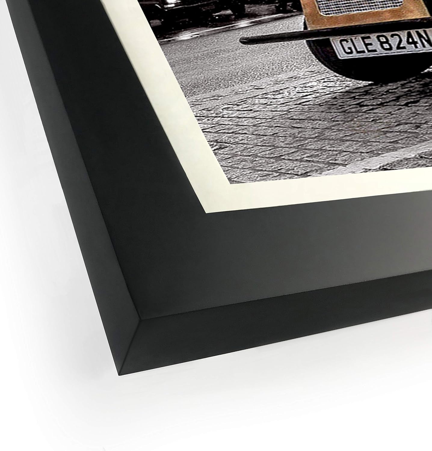 Solid Wood Picture Frame with 2MM Reinforced Glass, Frame for Photo, Hangers for Horizontal or Vertical Display (Black, 5X7 with 4X6 Opening)