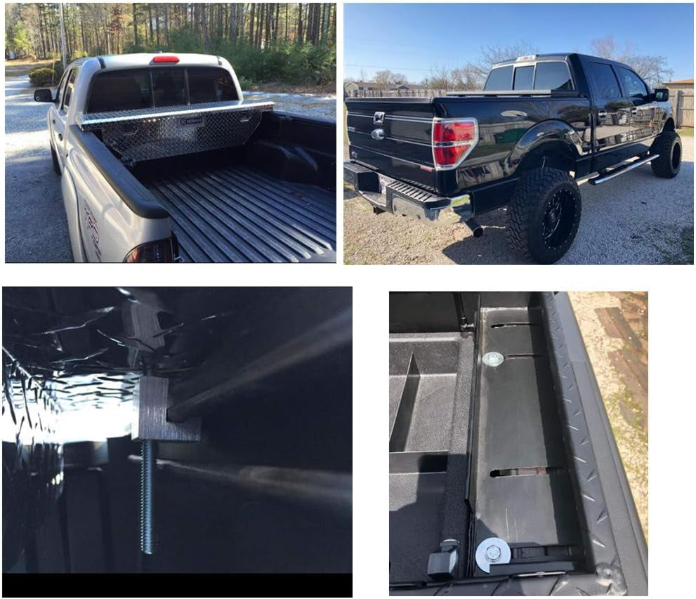 Universal Premium Heavy Duty Tool Box Tie down Aluminum J Hook Crossover Toolbox Pickup Pair (2 PCS, Black)