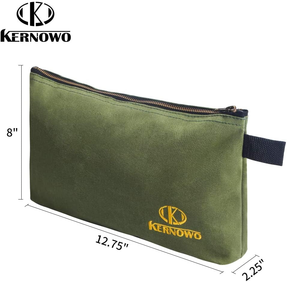 4 Pack Upgrade Zipper Canvas Tool Pouch, 20 Oz Heavy Duty Tool Bag, Water Resistant Utility Tools Organizer, 12.75 X 8 X 2.25 Inch Spacious Storage Pouches with Dependable Brass Zippers