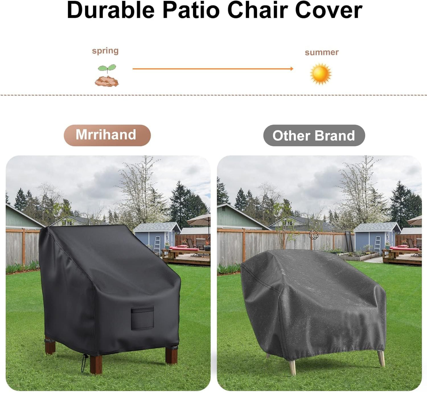 Patio Chair Covers Waterproof,  Lounge Deep Seat Cover, Heavy Duty Outdoor Lawn Patio Furniture Covers (31" W X 38" D X 30" H - 2 Pack)