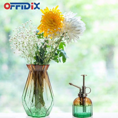Glass Vase Gradient Multicolor with Geometric Faceted Design Floral Vase for Home, Business, Events or Weddings
