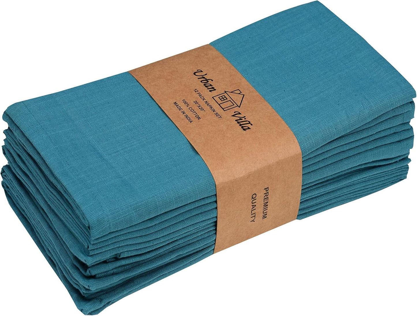 Christmas Dinner Napkins 20’’X20’’ over Sized Set of 12 Turquise Color Cloth Napkins 100% Cotton Slub Thanks Giving Cloth Napkins Premium Hotel Quality Everyday Use Soft Dinner Napkins