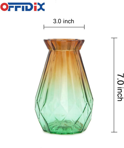 Glass Vase Gradient Multicolor with Geometric Faceted Design Floral Vase for Home, Business, Events or Weddings