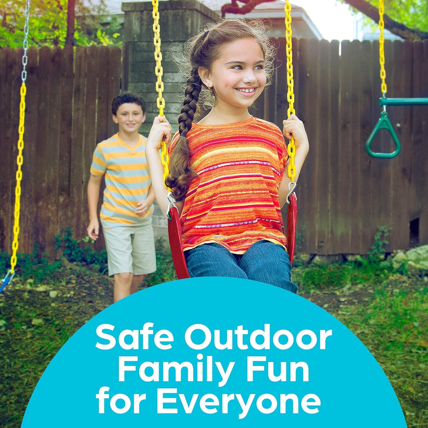 Outdoor Swing Seat Replacement - Pack of 1 Replacement Swings for Swingsets for outside with Plastic Coated Chains and 2 Hooks, Playground Accessories, Red