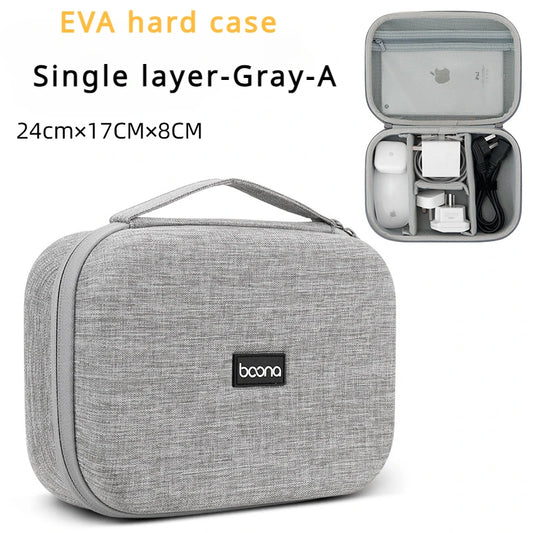 Hard Case Large Capacity Digital Storage Bag Travel Power Bank Data Cable Organizer Bag Mobile Phone Charger Protective Case