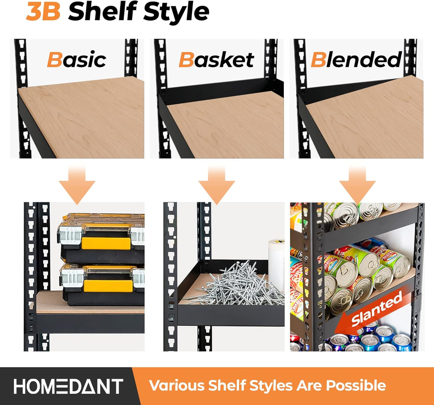 5 Tier Storage Shelves Adjustable Laminated Boltless Garage Metal Shelving Unit Heavy Duty Utility Rack Shelf Warehouse Pantry Closet Kitchen 35.9" W X 16.2" D X 71.3" H 1Pack