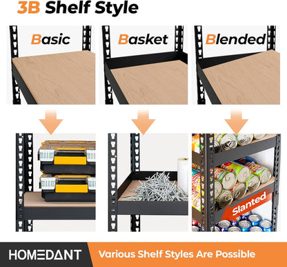 5 Tier Storage Shelves Adjustable Laminated Boltless Garage Metal Shelving Unit Heavy Duty Utility Rack Shelf Warehouse Pantry Closet Kitchen 35.9" W X 16.2" D X 71.3" H 1Pack