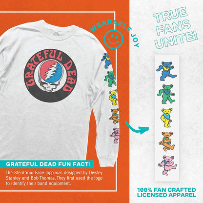 Grateful Dead Men'S Long Sleeve T-Shirt Steal Your Face Stealie Dancing Bears Officially Licensed