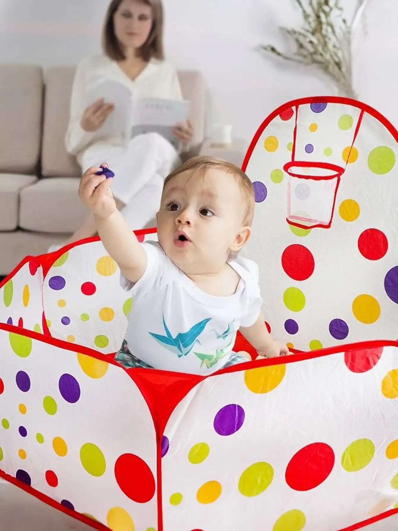 Children'S Ocean Ball Pool with Basketball Basket Play Tent Playhouse with Basketball Hoop for Boys Girls Kids (Excluding Ball)