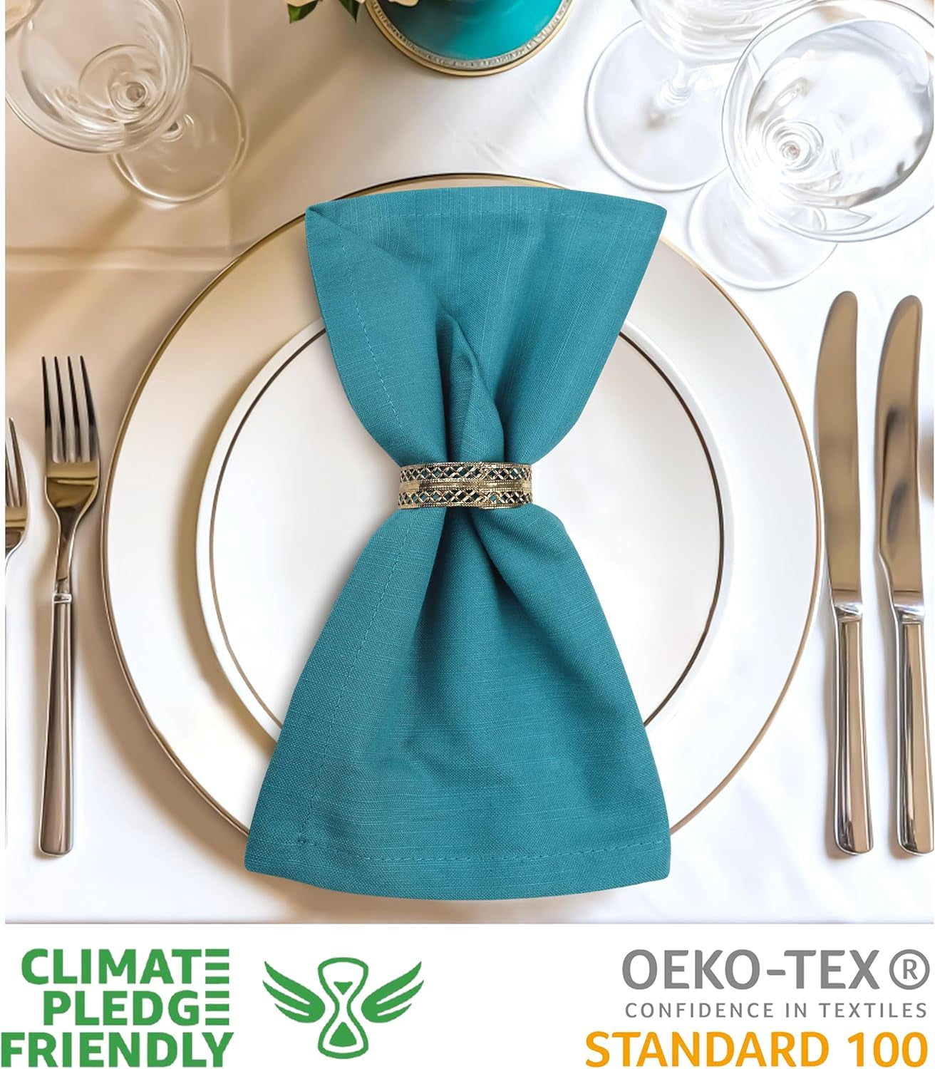 Christmas Dinner Napkins 20’’X20’’ over Sized Set of 12 Turquise Color Cloth Napkins 100% Cotton Slub Thanks Giving Cloth Napkins Premium Hotel Quality Everyday Use Soft Dinner Napkins
