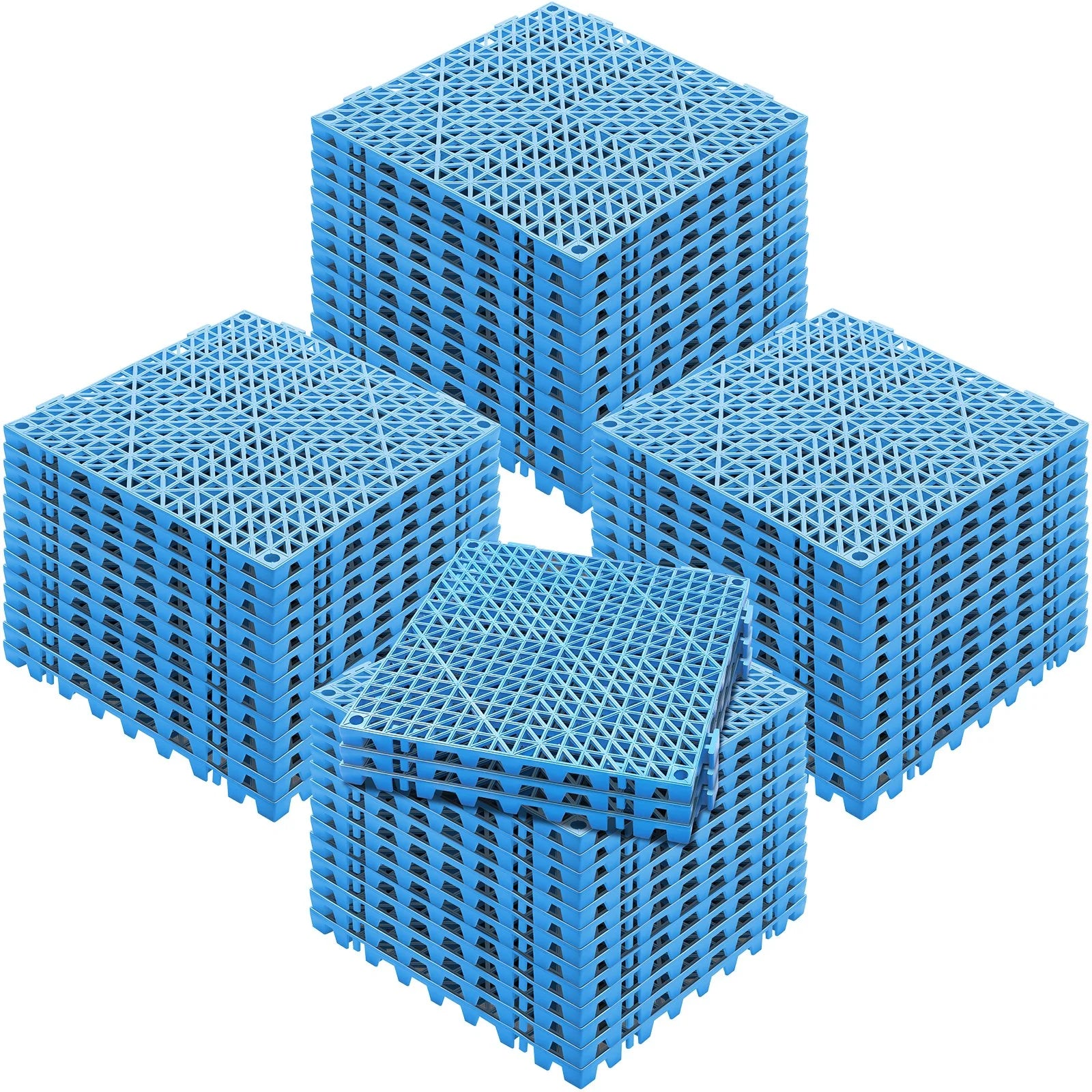 VEVOR Interlocking Tile 55PCS Blue, Drainage Tiles 12 X 12 Splicing, Soft PVC Interlocking Drainage Floor Tiles, Non-Slip Drainage Holes for Restroom, Bathroom, Kitchen, Pool, Wet Areas, Blue