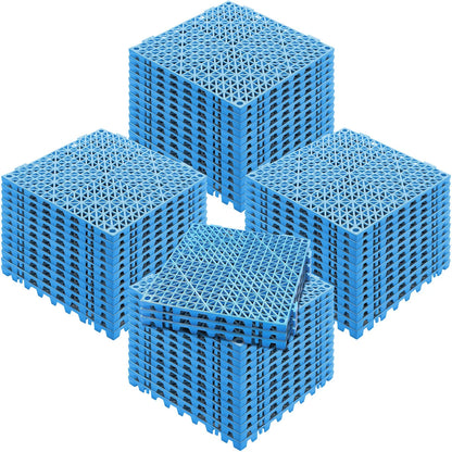 VEVOR Interlocking Tile 55PCS Blue, Drainage Tiles 12 X 12 Splicing, Soft PVC Interlocking Drainage Floor Tiles, Non-Slip Drainage Holes for Restroom, Bathroom, Kitchen, Pool, Wet Areas, Blue