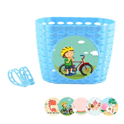 Front Handlebars Waterproof Rear Bike Basket Plastic Bicycles Basket with Fastens Strap for Boy Girl Bike Wicker Basket