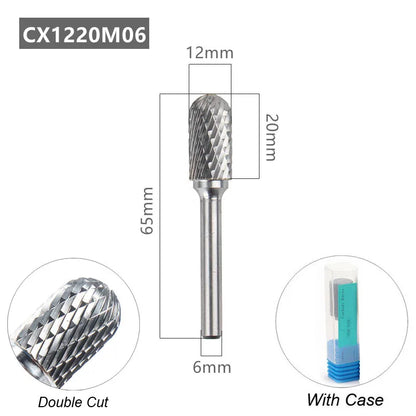 Tungsten Carbide Rotary File Burr Style C Ball Nose Cylinder 6Mm 1/4 Shank Mould Carving Tools Single Cut Milling Cutter Metal