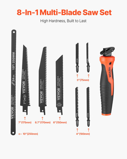Jab Saw 6 in Keyhole Saw with Soft Grip Handle 8-In-1 Multi-Blades for Drywall