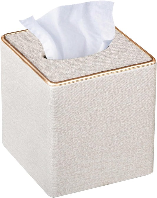 Leather Tissue Box Cover Square,Decorative Cube Tissue Box Holder with Magnetic Bottom,Facial Paper Organizer Table Napkin Case Dispenser for Bathroom,Nightstand,Coffee Car,Home,Office