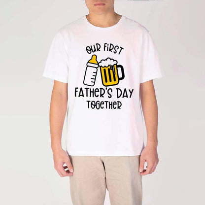 Infant'S Our First Father'S Day Together Outfit Letter Print Family Matching Set Casual Short Sleeve Matching Outfit Clothing