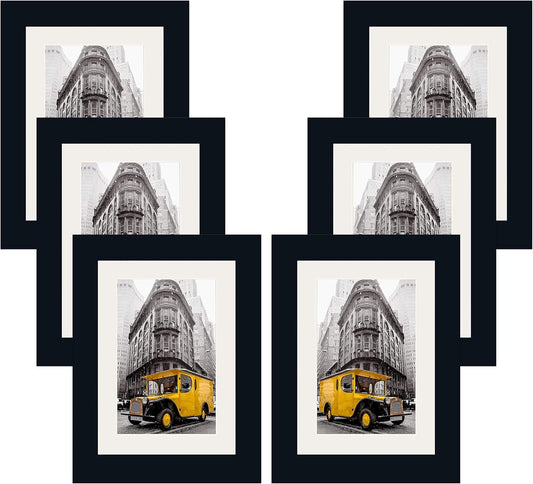 Solid Wood Picture Frame with 2MM Reinforced Glass, Frame for Photo, Hangers for Horizontal or Vertical Display (Black, 5X7 with 4X6 Opening)